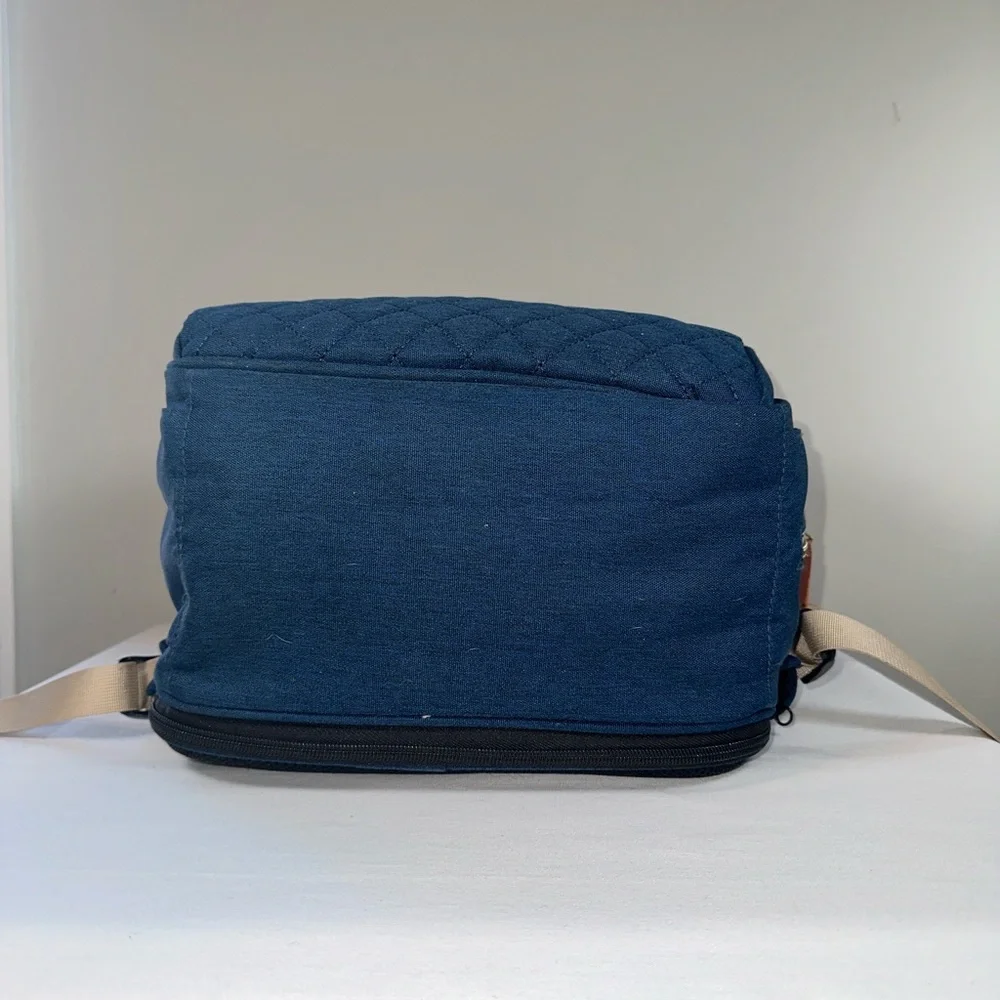 Navy Diaper Backpack Large Capacity Multifunction Water Resistant Stroller Strap